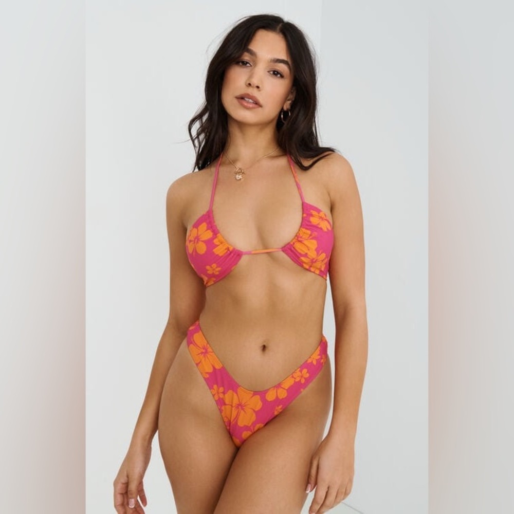 Garage Convertible Triangle Bikini Top and Boomerang Cheeky Bikini Bottom Set